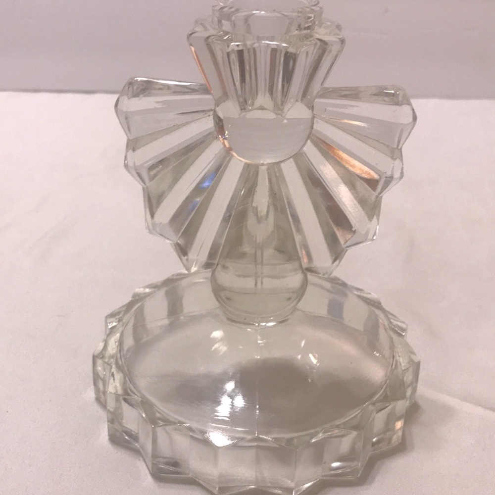 Vintage crystal clear glass candle holder